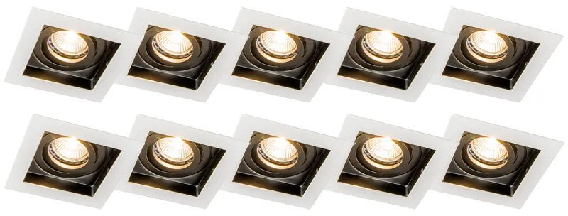 Conjunto de 10 focos embutidos branco e preto - Carree