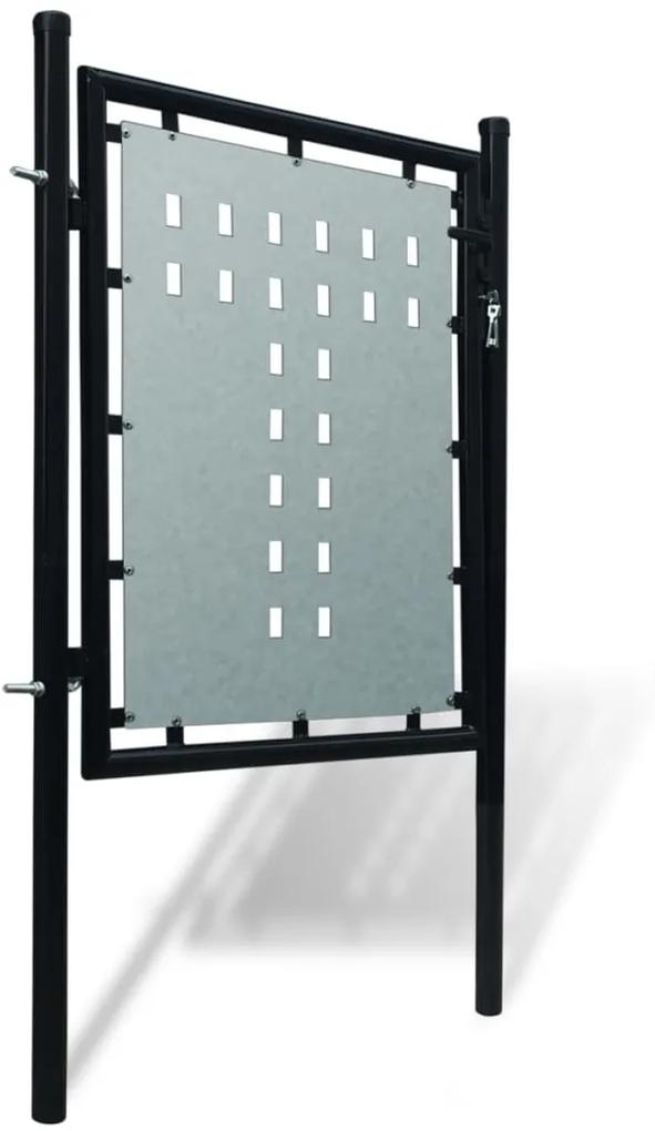 Portão de cerca com porta única 100x150 cm preto