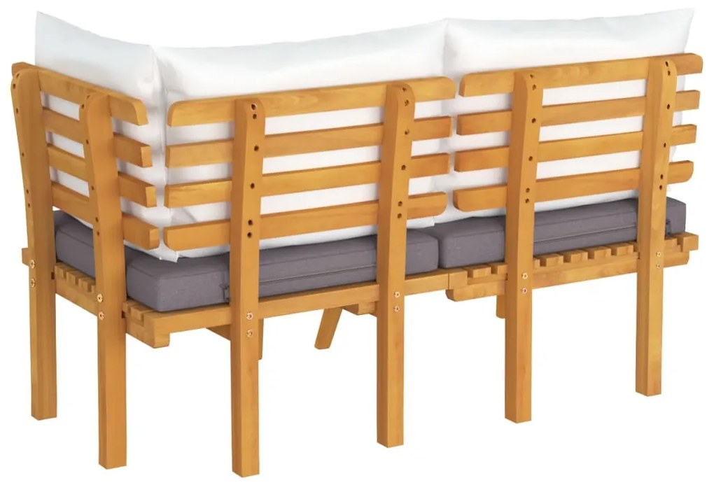 2 pcs conjunto lounge de jardim c/ almofadões acácia maciça