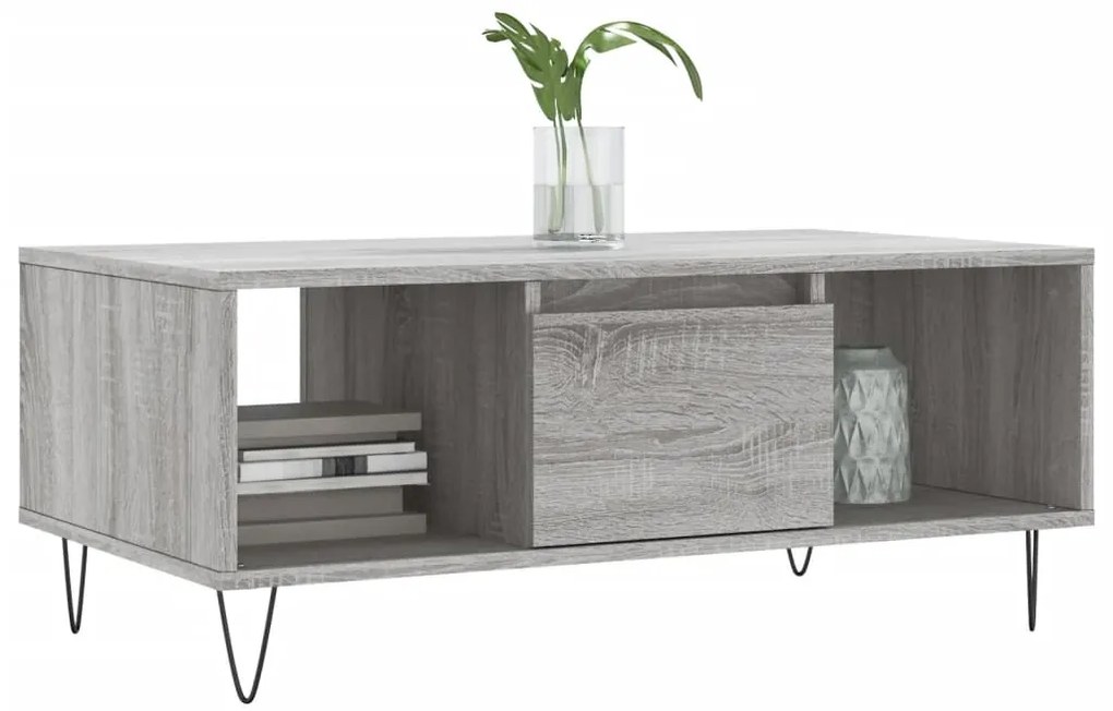 Mesa de centro 90x50x36,5 cm derivados madeira cinzento sonoma