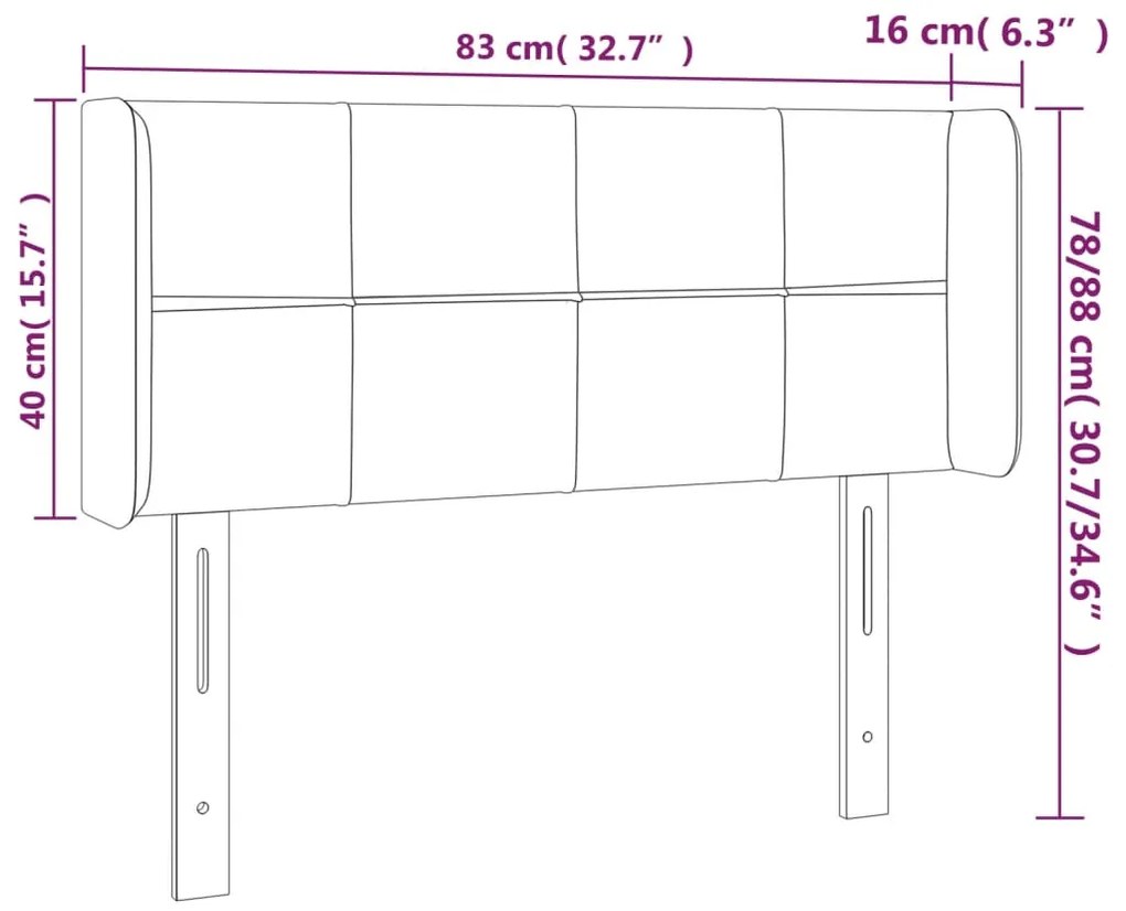 Cabeceira de cama c/ abas veludo 83x16x78/88 cm preto
