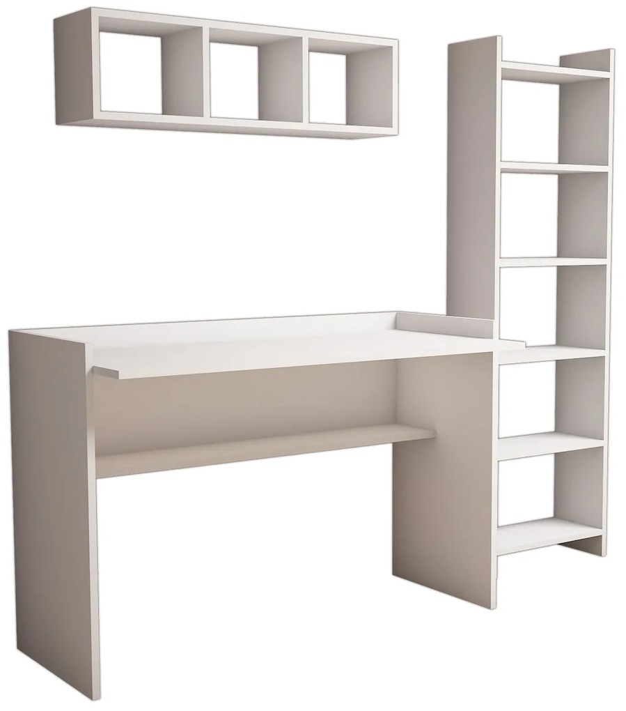 Secretária de Estudo e Estante Hera – Branco – Secretária: 118x80x58 c