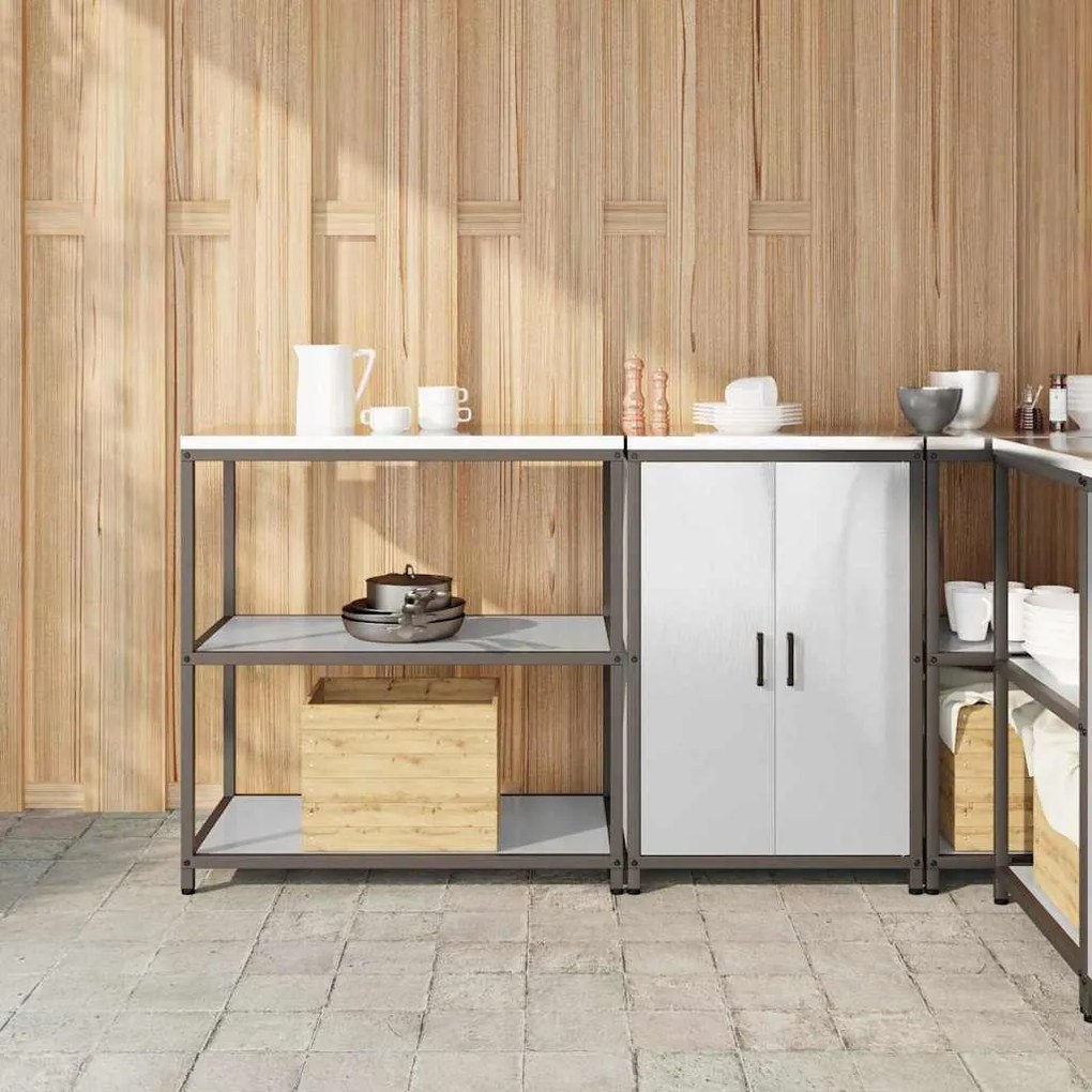 Conjunto de Armazenamento de Cozinha com prateleira 2 pcs Prata