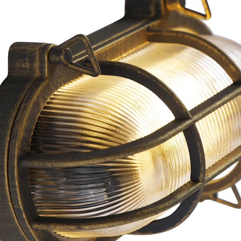 Candeeiro de parede e teto dourado/latão oval IP44 - Noutica Industrial
