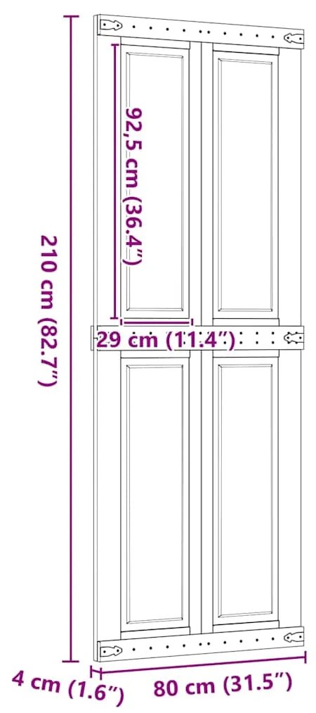 Porta de celeiro CORONA 80x210 cm pinho madeira maciça