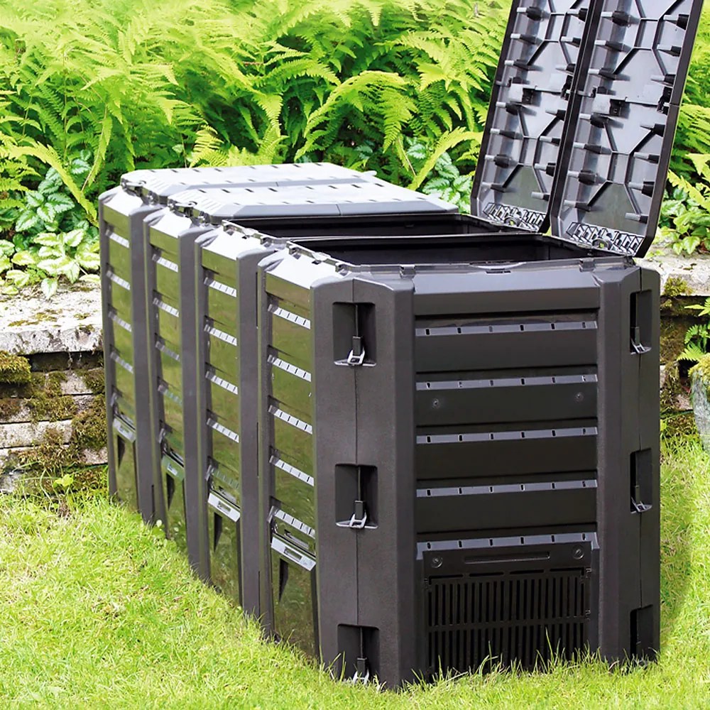 Compostor rápido plástico 1600L 261x72x83cm Preto