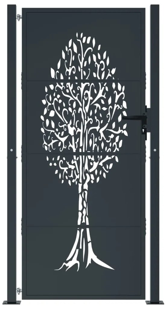 Portão de jardim 105x180 cm aço design árvore antracite