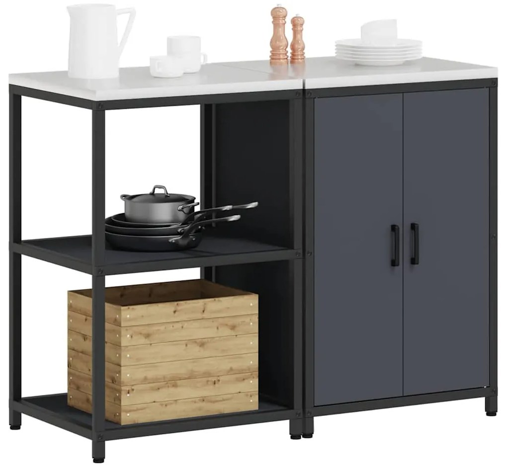 Conjunto de Armazenamento de Cozinha 2 pcs Cinzento-escuro