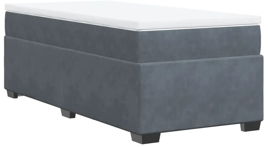 Cama com molas/colchão 100x200 cm veludo cinza-escuro