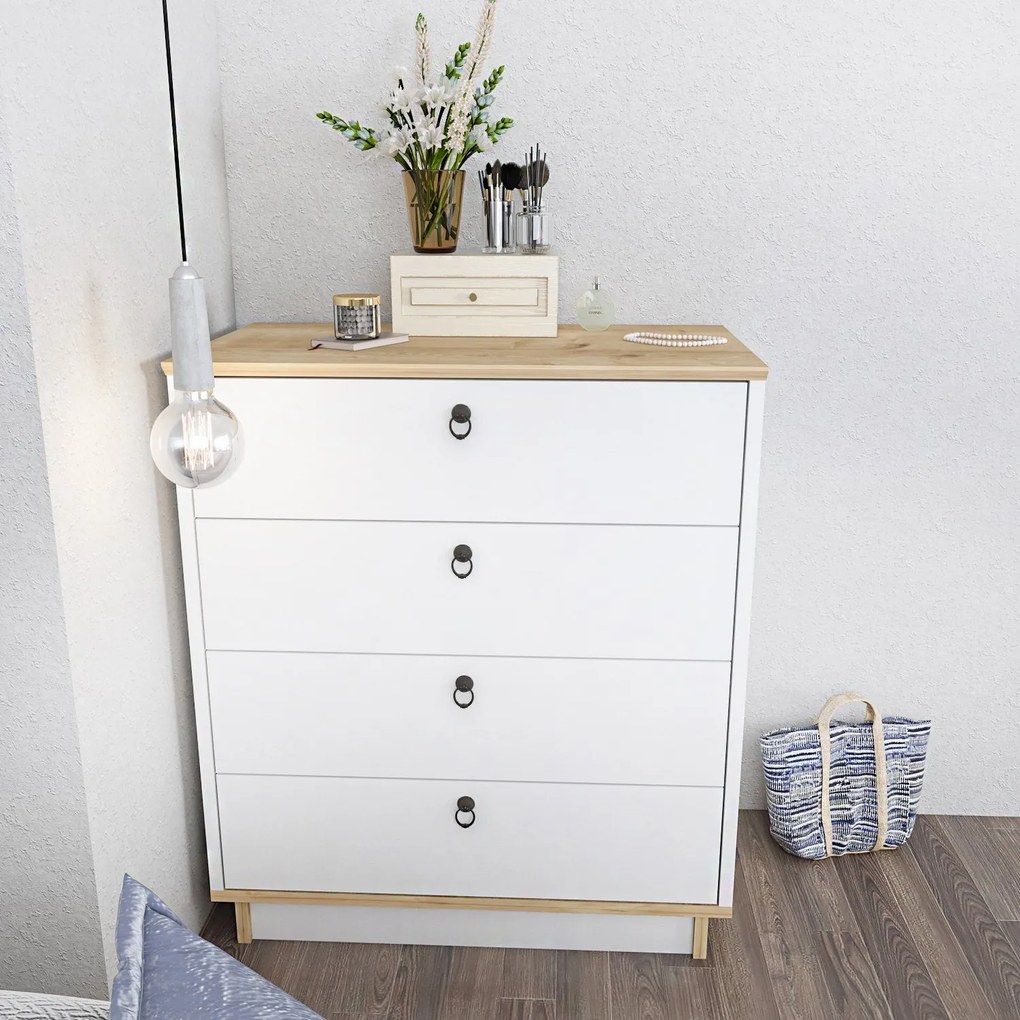 Cômoda Sahra – Branco Carvalho – 72x83,1x42 cm