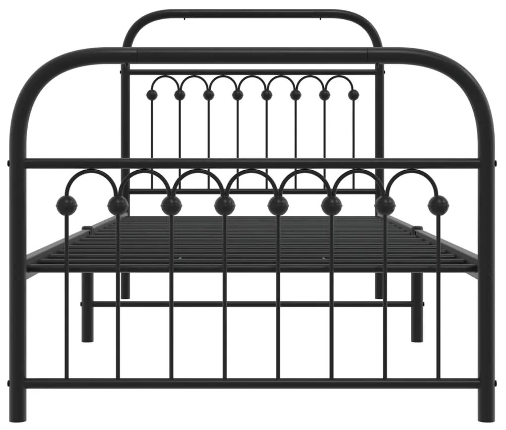 Estrutura de cama com cabeceira e pés 90x200 cm metal preto