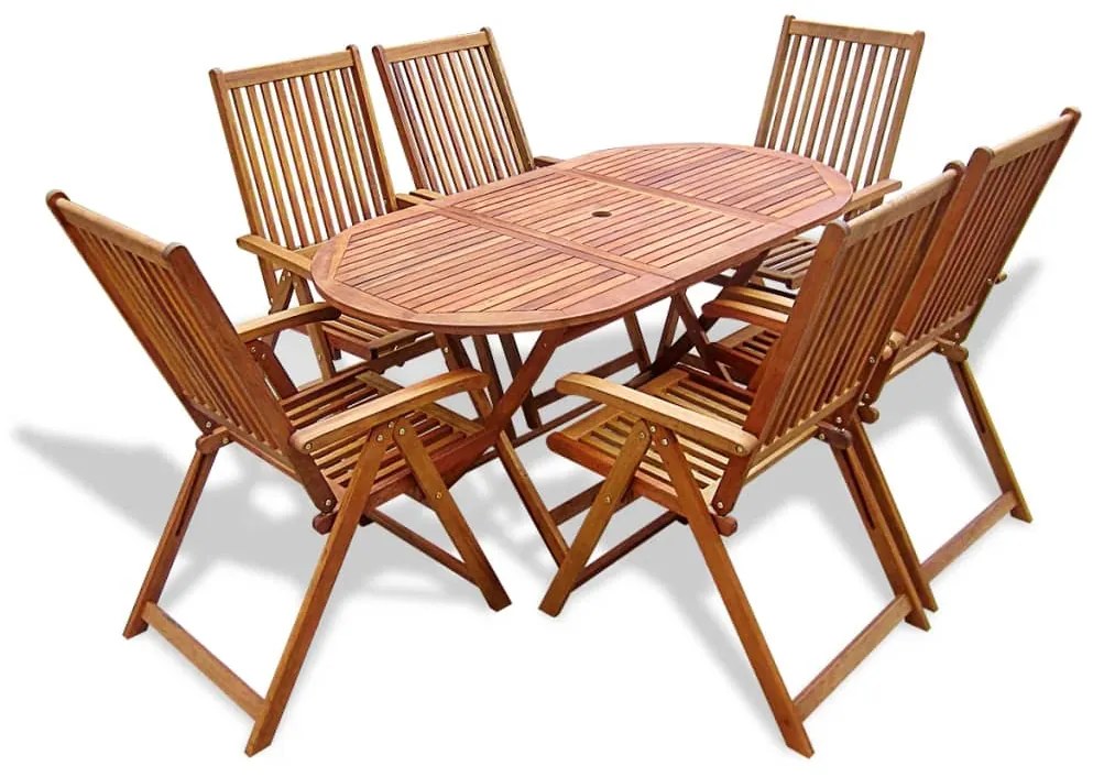 vidaXL 7 pcs conjunto de jantar exterior madeira acácia maciça
