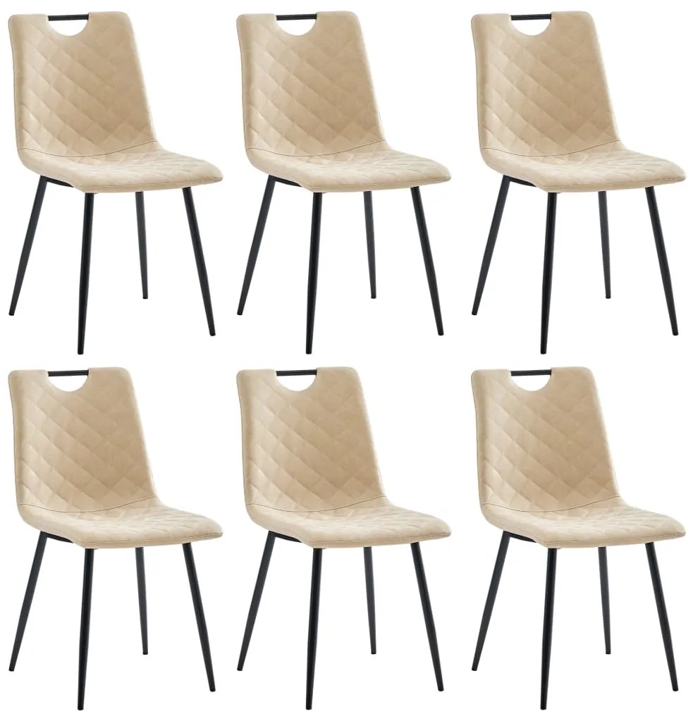 vidaXL Cadeiras de jantar 6 pcs couro artificial cor creme