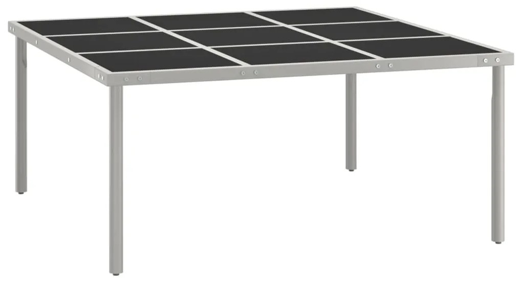 313084 vidaXL Mesa de jantar para jardim 170x170x74,5 cm vidro e aço