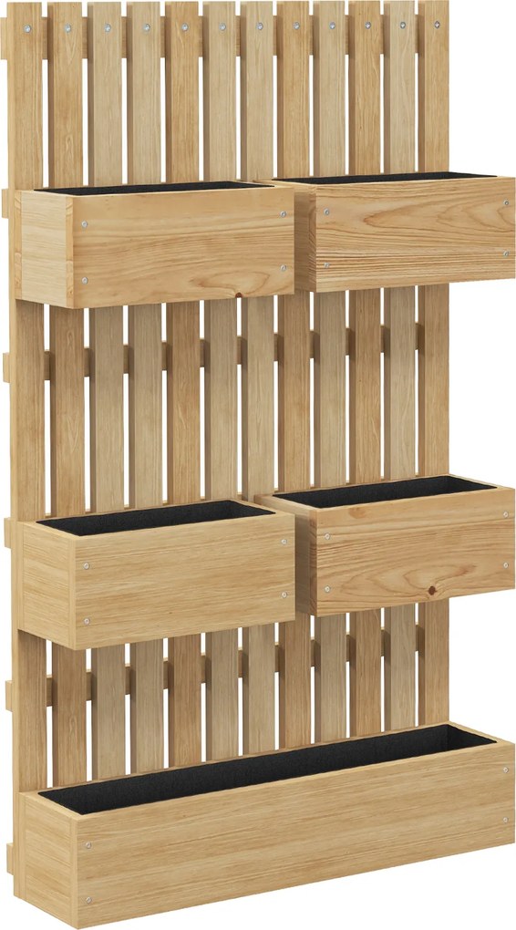 Outsunny Floreira de Parede em Madeira com Treliça e 5 Vasos Ajustáveis para Jardim Terraço Pátio 60x16x100 cm Madeira | Aosom Portugal