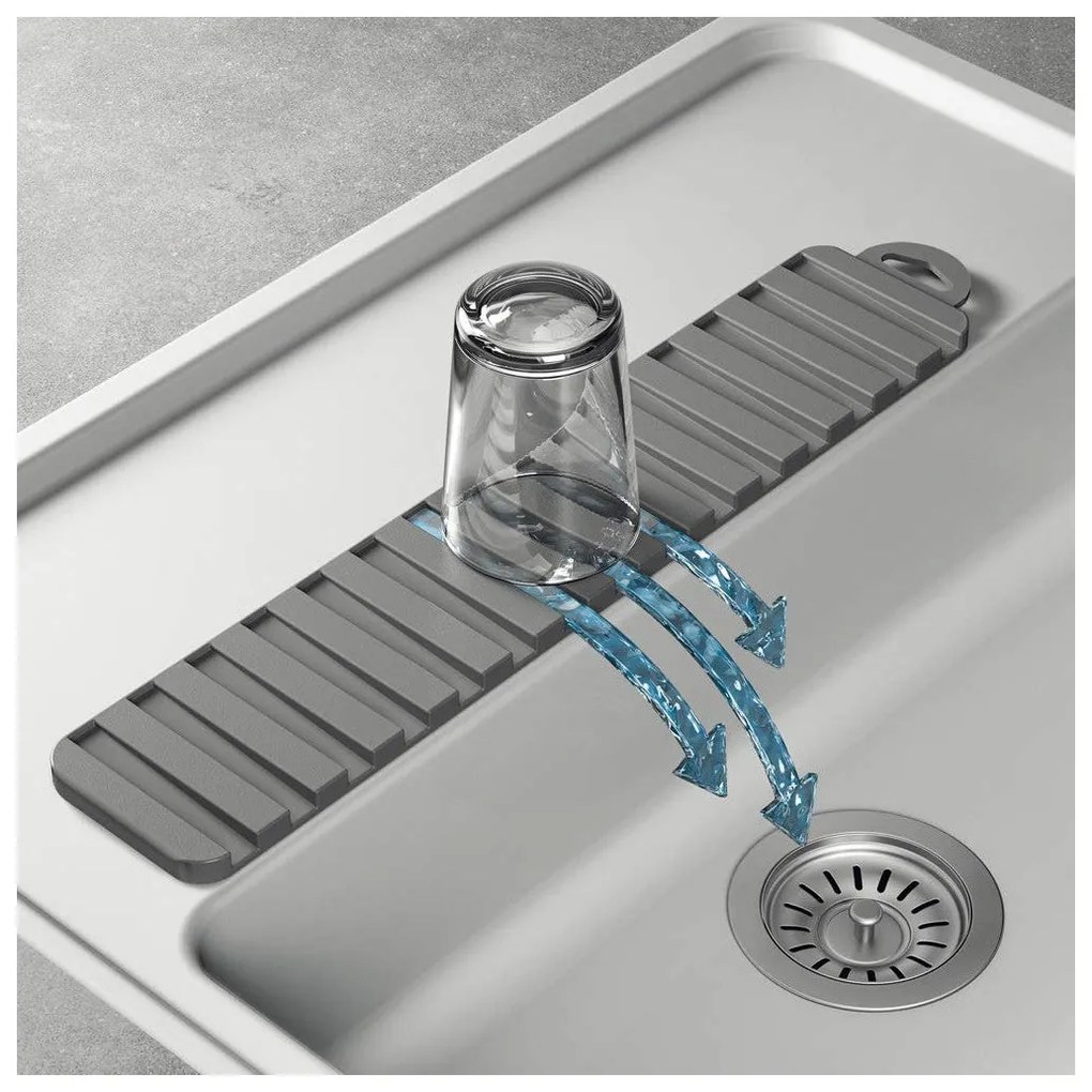 Escorredor de Louça Metaltex Gravity slim Cinzento PEVA (40 x 8 cm)