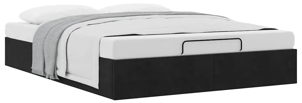 Estrutura de cama otomana sem colchão 140x190 cm veludo preto