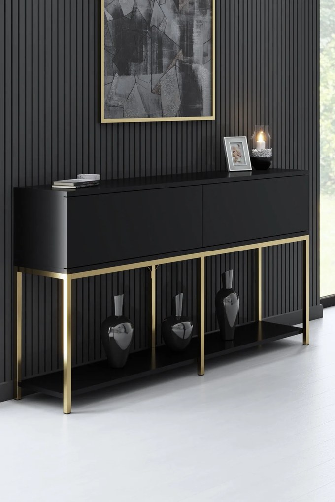 **** Conjunto de Mobiliário de Sala Lord – Preto e Dourado – Medidas V
