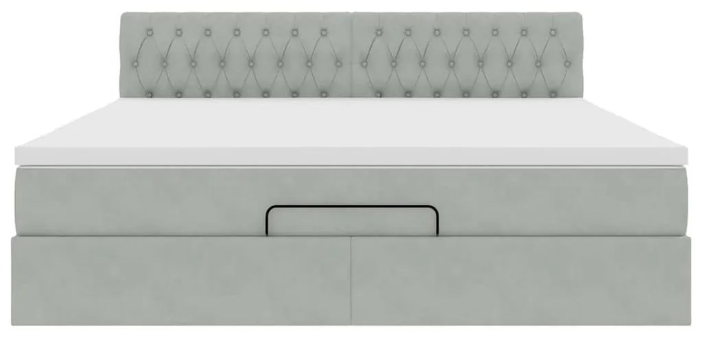 Estrutura de cama otomana com colchão 160x200 cm cinzento claro