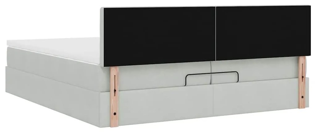 Estrutura de cama otomana com colchão 200x200 cm cinzento claro