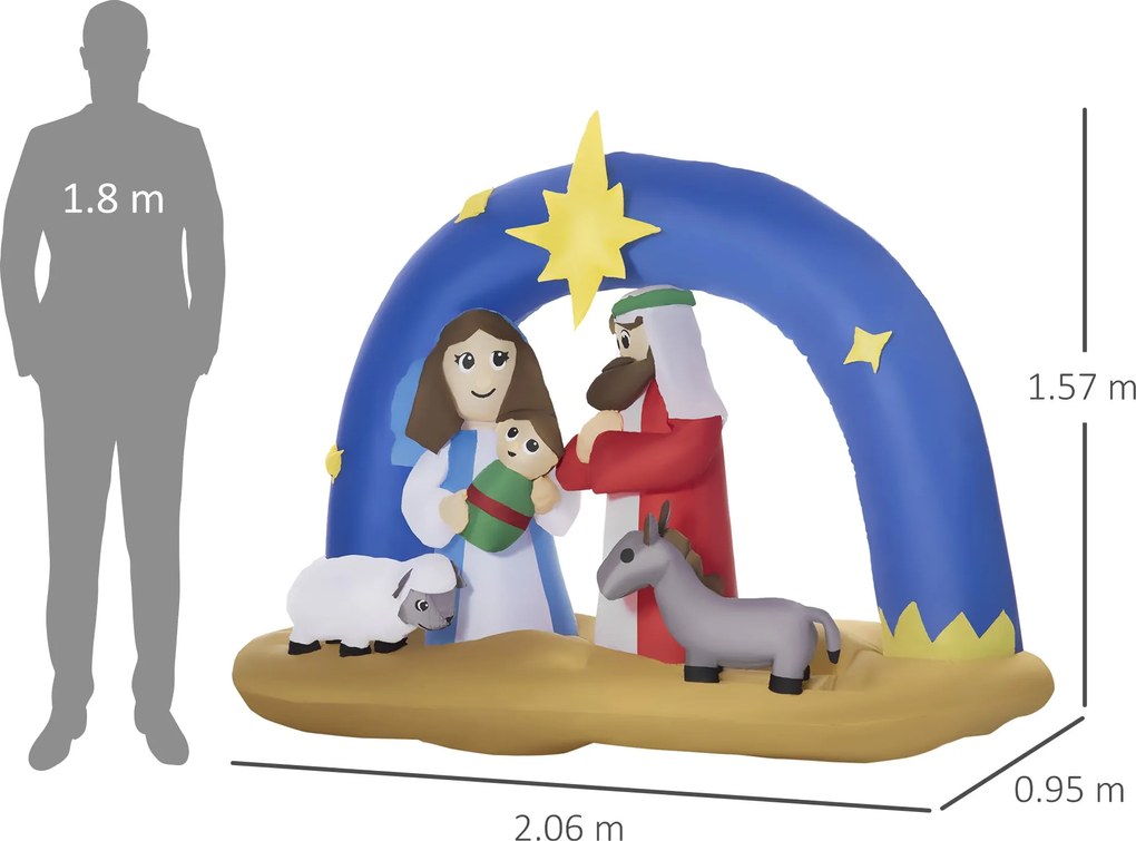 Decoração Insuflável de Natal 157cm com Luzes LED IP44 Incluí Inflador