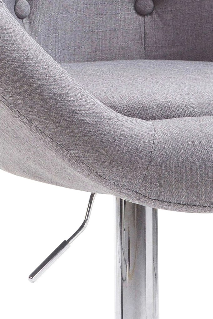 Banco de bar London em tecido e com estrutura cromada 65 x 107-128 x 57 cm Cinzento