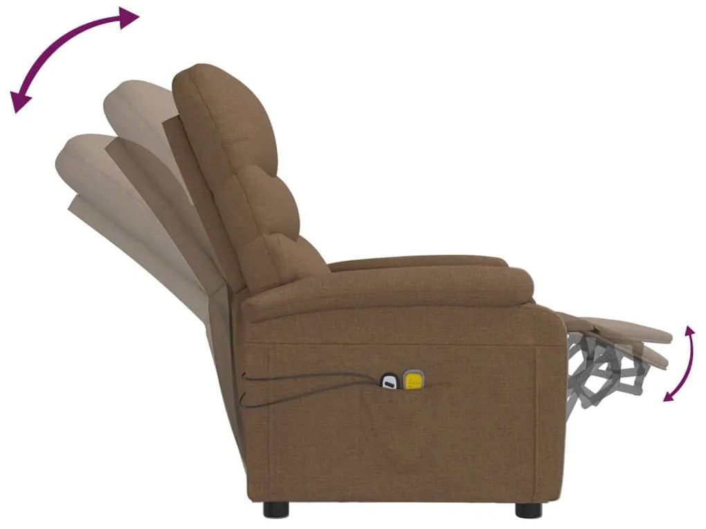 Poltrona de massagens elétrica reclinável tecido castanho