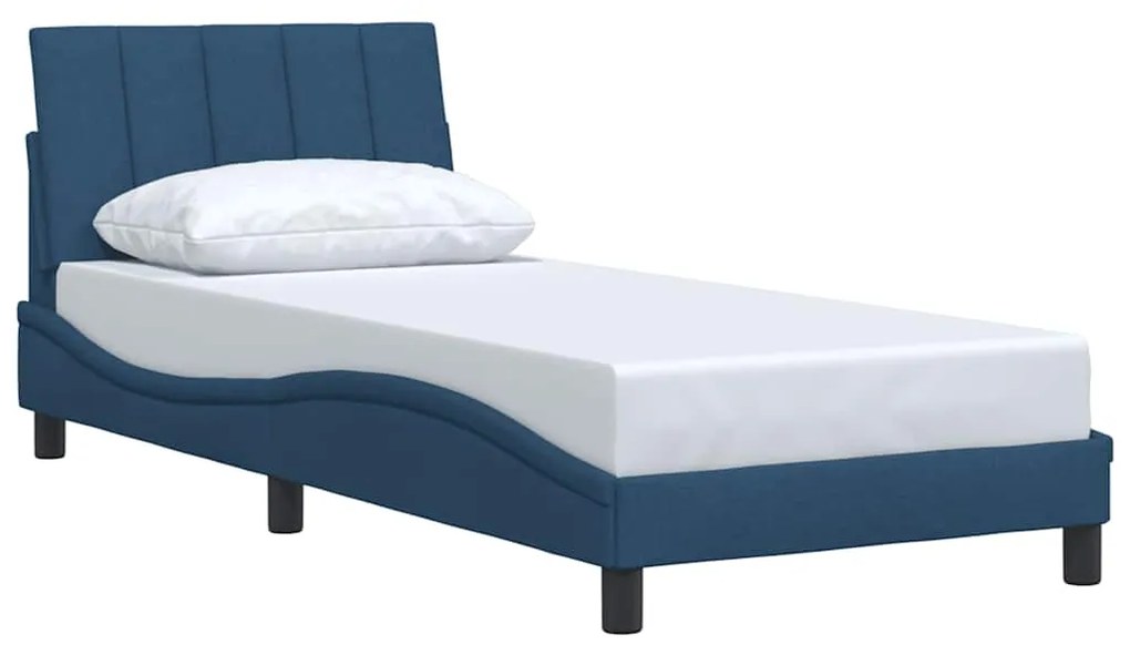 Estrutura de cama sem colchão 90x190 cm tecido azul