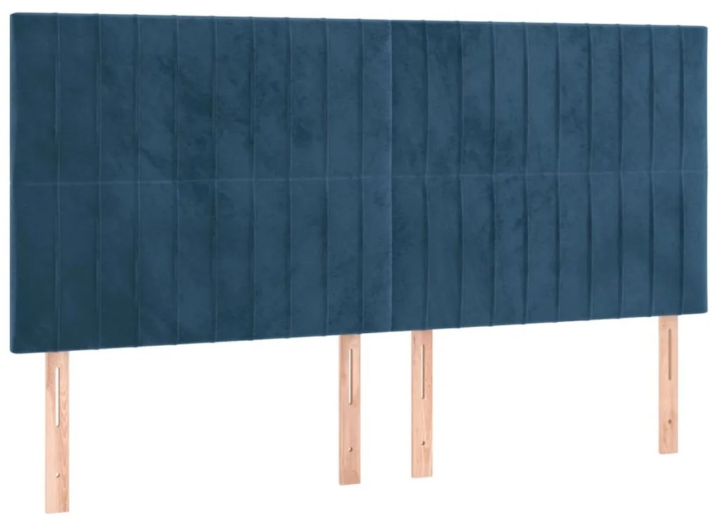 Estrutura de cama c/ cabeceira 180x200 cm veludo azul-escuro