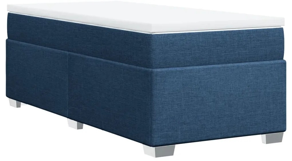 Cama com molas/colchão 90x200 cm tecido azul