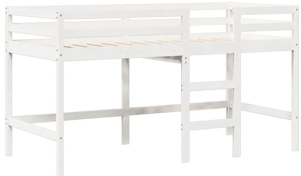 Cama alta com telhado 75x190 cm pinho maciço branco