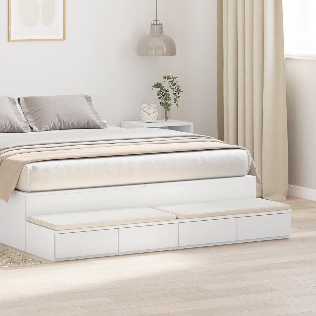 Gavetas de Cama Brancas vidaXL 135x36,5x16,5 cm em Madeira de Engenharia