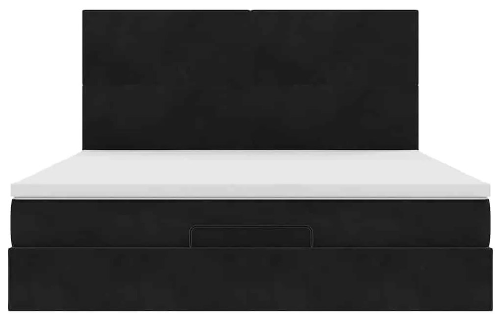 Estrutura de cama otomana com colchões 160x200 cm veludo preto