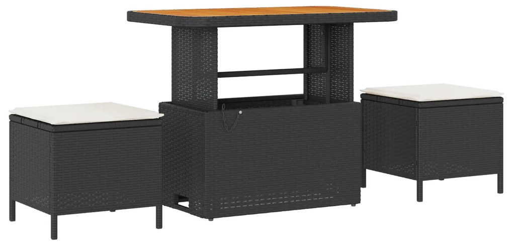 Conjunto de Sofá de Jardim de 12 Peças com Almofadas Preto Rattan Poli