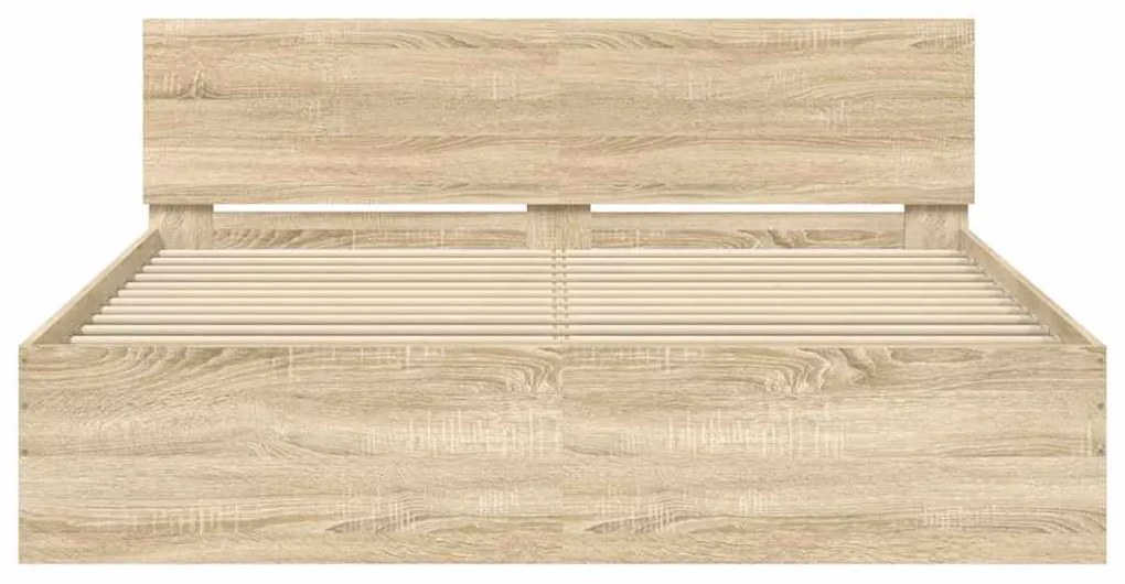 Estrutura de cama com cabeceira 150x200 cm carvalho sonoma