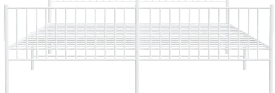 Estrutura de cama com cabeceira e pés 200x200 cm metal branco