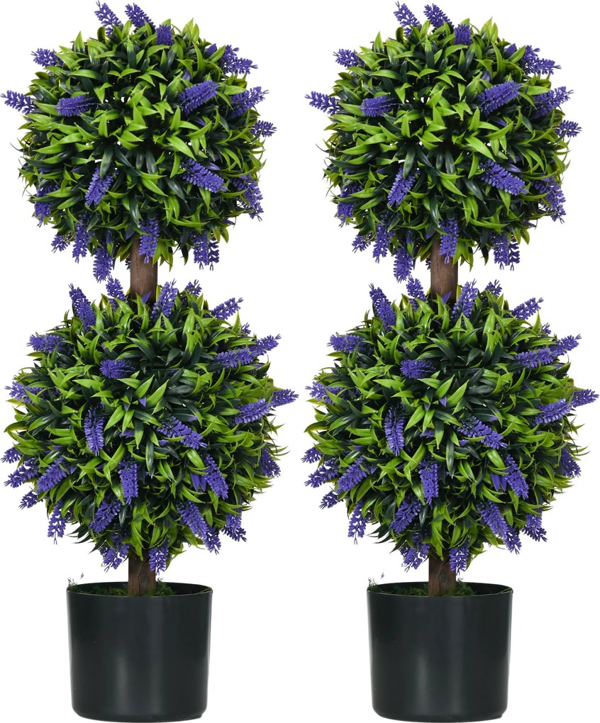 HOMCOM Conjunto de 2 plantas artificiais, planta artificial resistente a UV em vaso, planta de 70 cm para sala de estar, jardim | Aosom Portugal