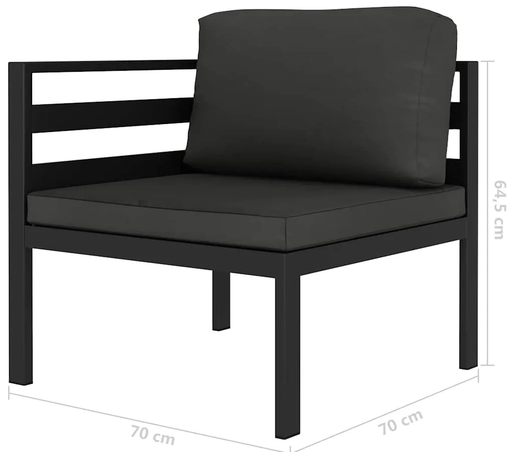 6 pcs conjunto lounge jardim com almofadões alumínio antracite