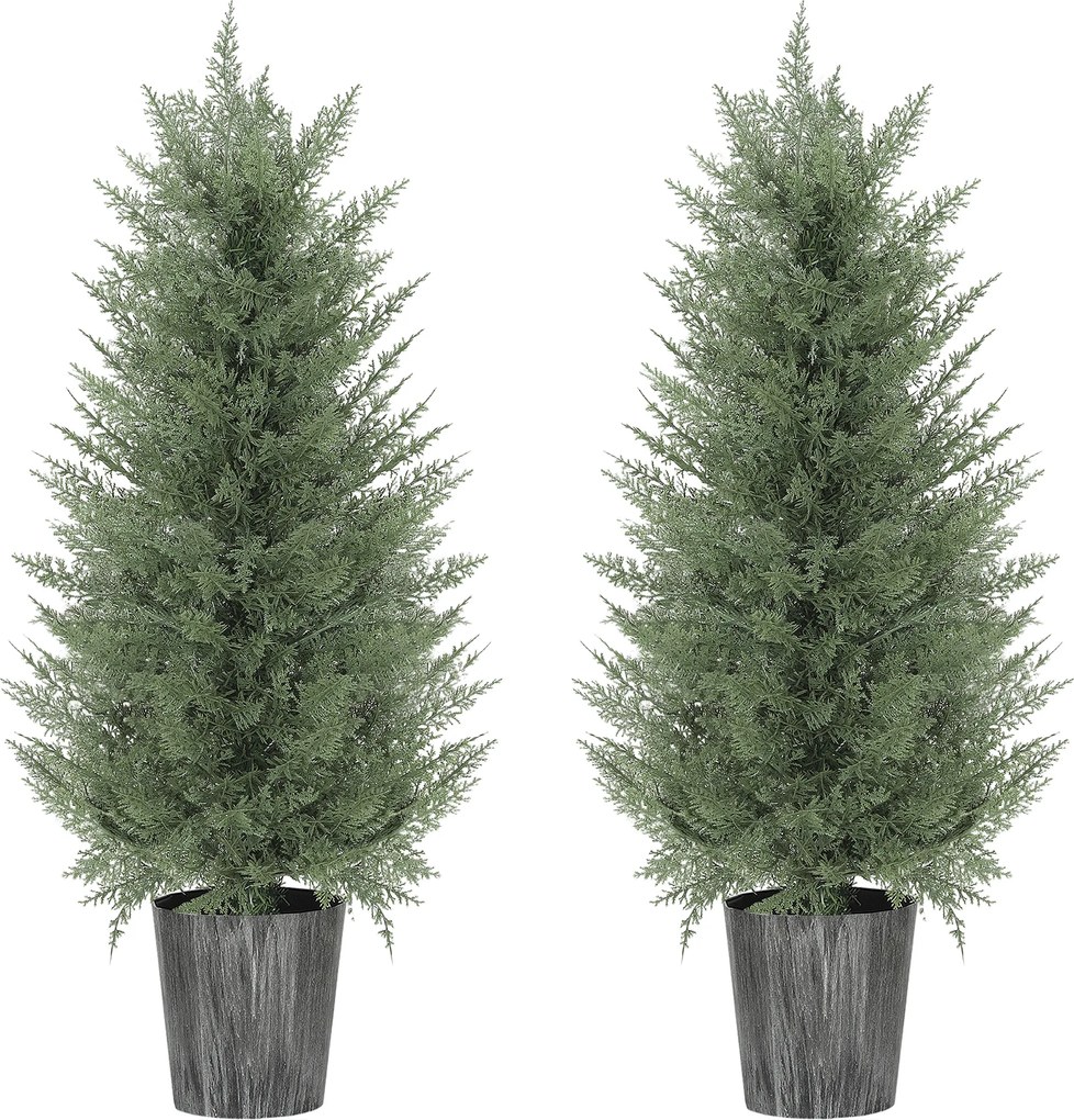 HOMCOM Conjunto de 2 Ciprestes Artificiais Grandes 90 cm Planta Artificial Plástico Planta Artificial em Vaso 15x15x90 cm Verde | Aosom Portugal