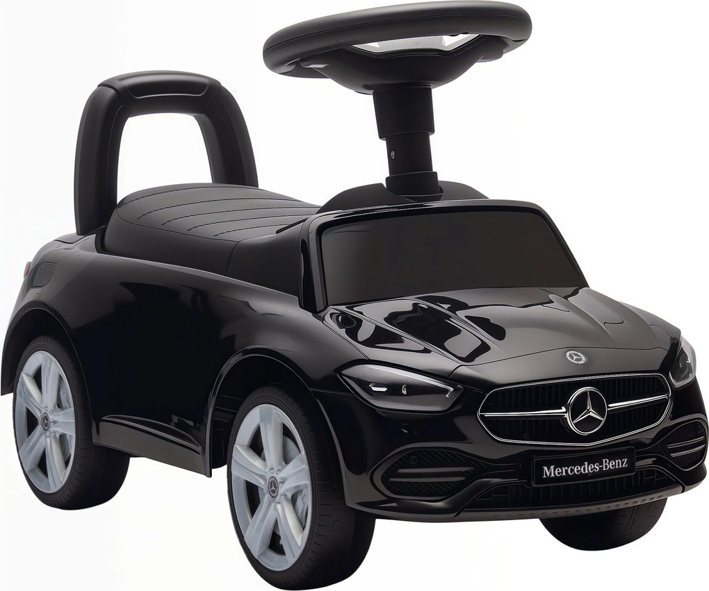 AIYAPLAY Carro Andador para Crianças Mercedes-Benz Classe C com Buzina Volante Sons de Motor e Espaço de Armazenamento 65x28x39 cm Preto | Aosom Portugal
