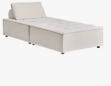 Conjunto De Sala De Estar Com Poltrona E Pufe Em Tecido Vermont Chenille Bege Creme - Sklum