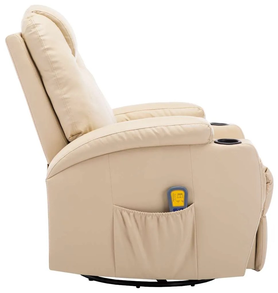 Cadeira de massagem reclinável couro artificial creme