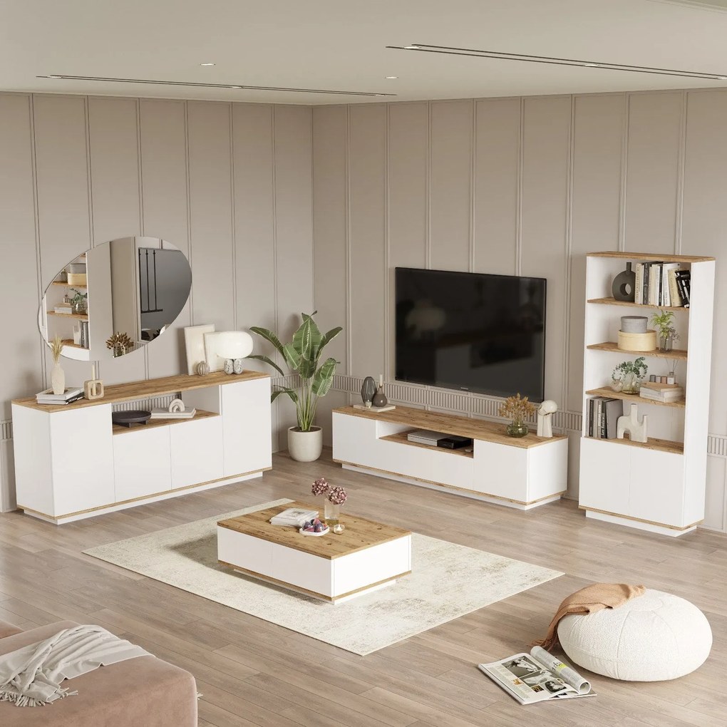 Conjunto de Mobiliário de Sala FR19 – Pinho Atlântico Branco – Diversa