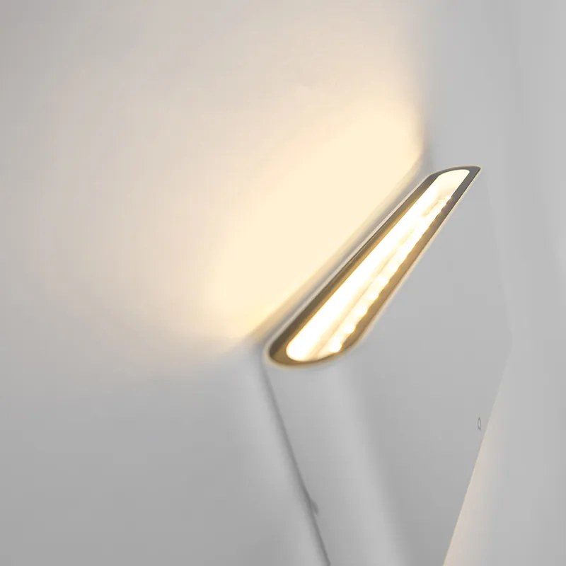 Candeeiro de parede branco 17,5 cm com LED IP65 - Batt Moderno