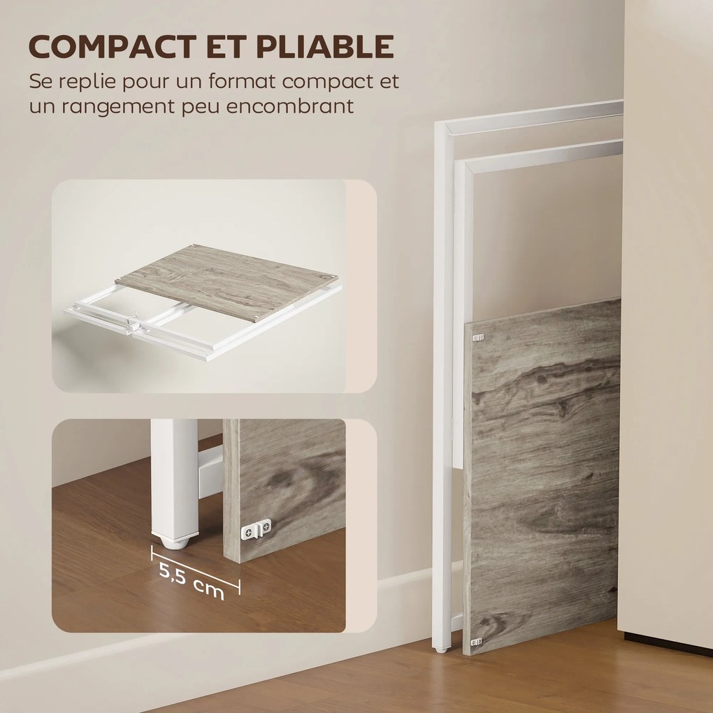 Secretária dobrável para computador com suporte para ecrã, para quarto, espaços pequenos, 100 x 48 x 87,5 cm, cor madeira natural