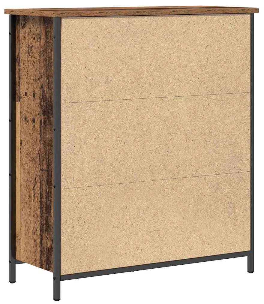 Buffet Lateral Madeira Antiga 70x30x80 cm Madeira Engenheirada e Aço