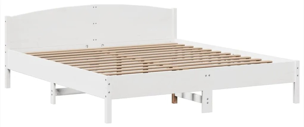 Cama com estante sem colchão 180x200 cm pinho maciço branco