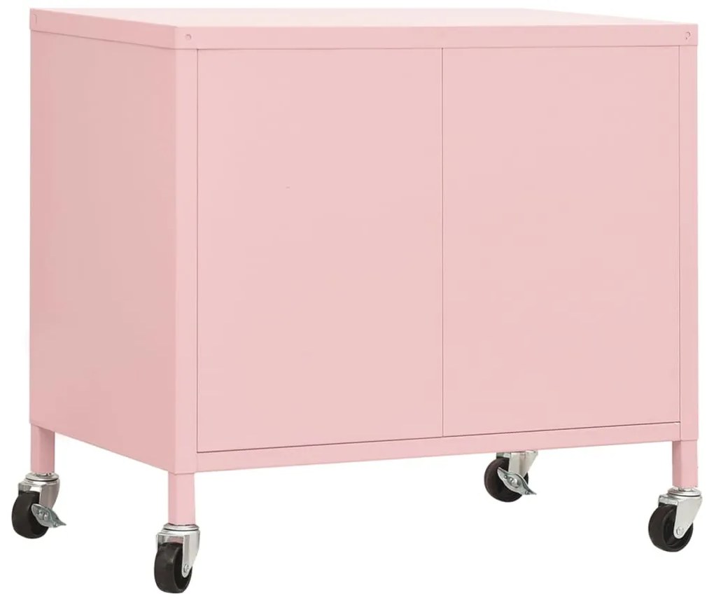 Armário de arrumação aço 60x35x56 cm rosa