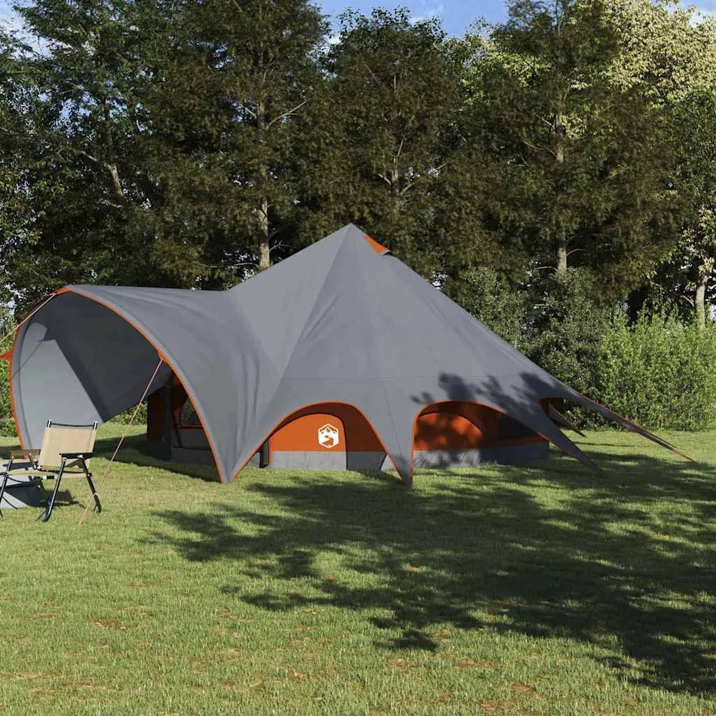 vidaXL Tenda Teepee com telhado Cinza e Laranja 600 x 600 x 347 cm