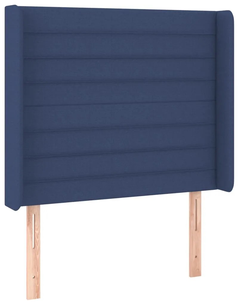Cama box spring c/ colchão e LED 90x200 cm tecido azul